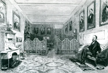 Brigham Young (1801-77) il Sommo Sacerdote dei Mormoni nel suo Studio, illustrazione da Le Monde Illustre, pubblicato nel 1871